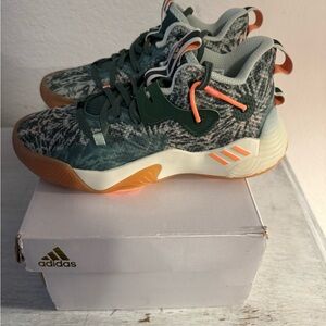 Adidas Boys - Harden Stepback 3 Size 4 Green Oxide/Beam Orange/Off White